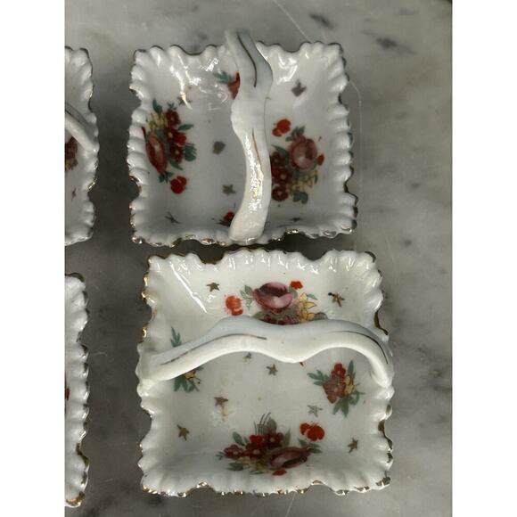 (12) Vintage Porcelain Nut Baskets Salt Bowls Japan Arbaugh’s 1930s Flowers Box - Picture 12 of 16